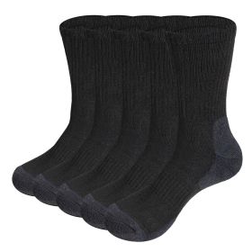 Mens Moisture Wicking Mid Calf Thermal Work Boot Sports Hiking Socks( 5 Pairs/Pack) (Color: Black, size: XL(Men 41-44 EU))